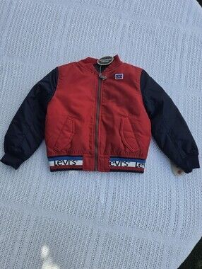 Levi's Red and Navy Kids Puffer Bomber Jacket